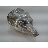 A fantastic heavily detailed Victorian silver fox head snuff box, decorated to thoroughly highlight