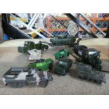 A small quantity of Military die cast vehicles and one other large box of playworn vehicles