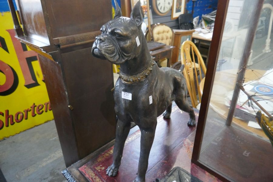 A modern bronze figure of dog, with studded collar, height 63.5 cms