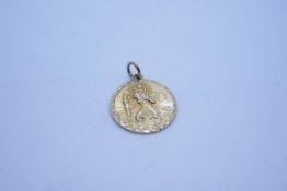 Georg Jensen; A 9ct yellow gold St Christopher medallion, marked 375, GJld, 2.9g approx