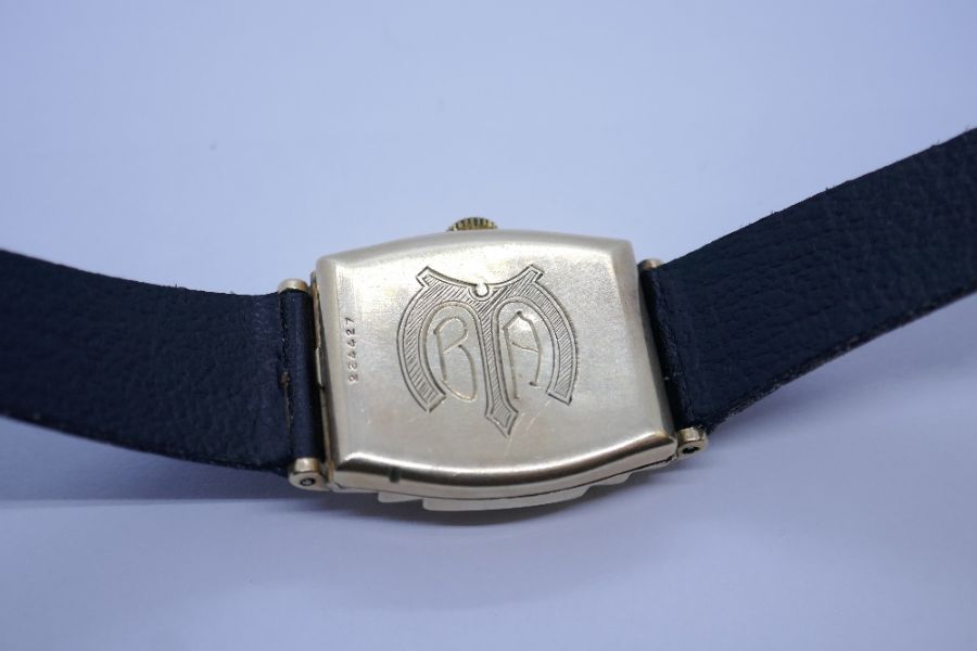 Bulova; vintage gents stainless steel Bulova wristwatch, model 195880 on black leather strap togethe - Image 3 of 5