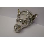An exceptional George III silver Stirrup cup in the form of a fox head. Impressive piece highly deta
