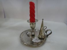 A George III impressive Henry Chawner, London 1791 silver chamber candlestick. Having a loop handle
