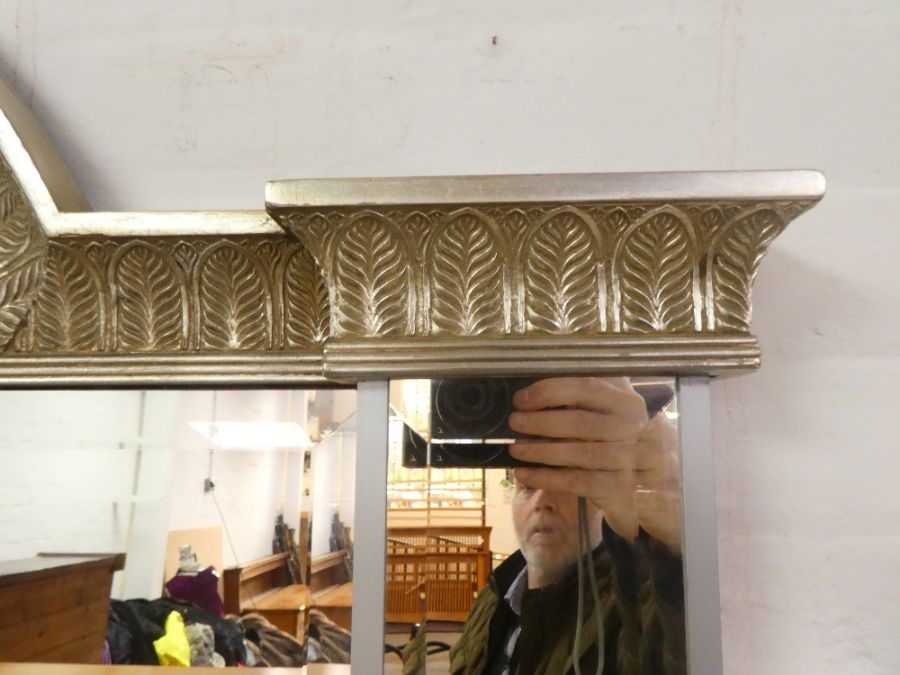 A large wooden over mantle wall mirror, 145cm approx - Image 2 of 4