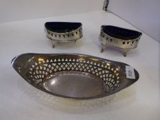 A Victorian silver Atkin Brothers pierced basket of oval form, Sheffield 1895. Also with a pair of p