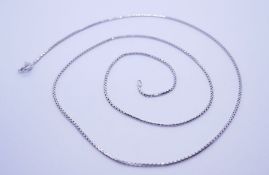 9ct white gold fine box chain approx 58cm, marked 375, approx 4.9g