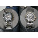 A pair of Citizen Eco-Drive watches case no.s B620-SO94071 and B612-SO840083 with stainless steel st