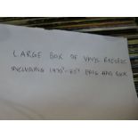 A box of vinyl LP records including 1970s/80s Progressive and Rock