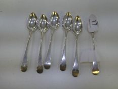 A quantity of six Scottish provincial silver teaspoons by James Gordon, Aberdeen 1766 - 1806. Nice q