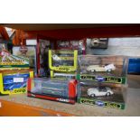 Three boxed Corgi steam engines and other boxed die cast vehicles