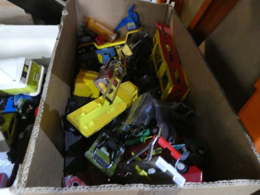 Two boxes of playworn die cast vehicles including Matchbox and Corgi - Image 2 of 2