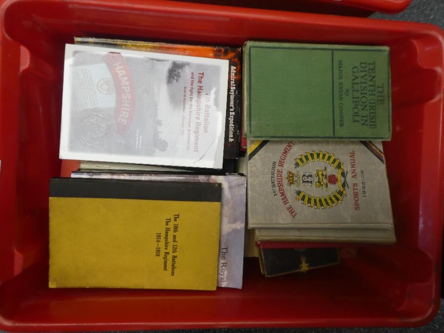 A good lot of military books and ephemera, mainly relating to the Hampshire Regiment (3 boxes) - Image 5 of 27