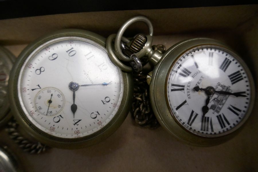 Four vintage pocket watches to include USSR Marathon watch with image of 'The Tale of Ural' on rever - Image 2 of 4