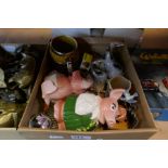 A quantity of Wade Whimsies, a box of brassware and sundry