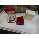 CARTIER; A modern Cartier travelling clock in original fitted case with associated paperwork