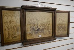 An early 20th Century Religious triptych in oak frame