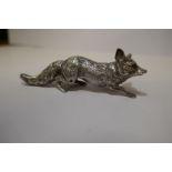 A Victorian novelty silver pepper moddelled in the form of a stalking fox, the pull-off head present