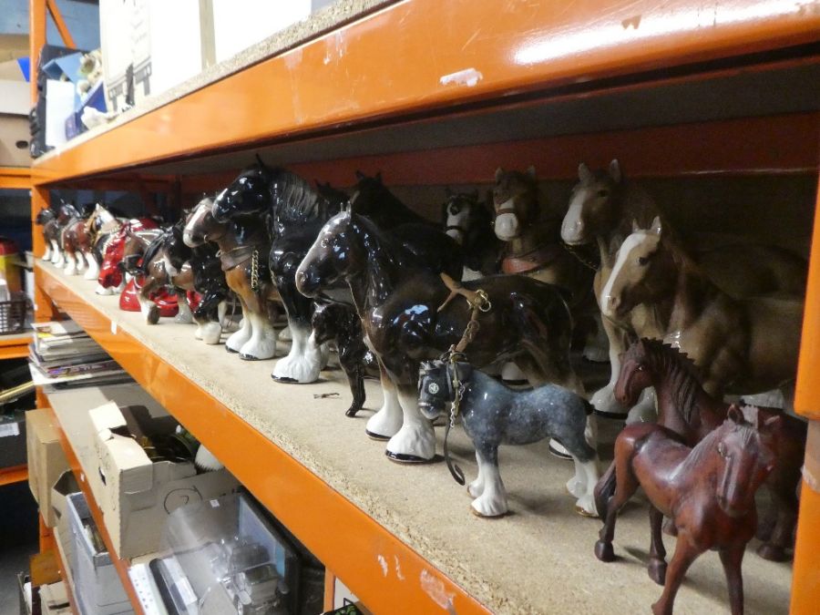 A large quantity of Shire Horse figures including Sylvac and Melba Ware examples (over 40)