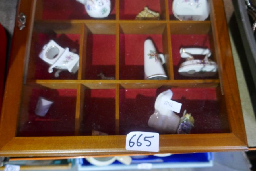 A selection of silver plate cutlery, display case and miniature china - Image 8 of 8