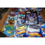 A tray of Hot Wheels die cast vehicles, all in original blister packs