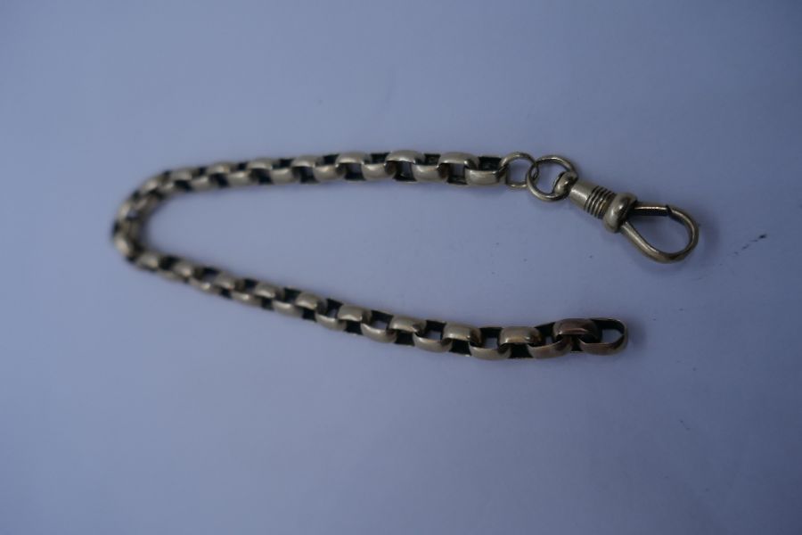 Unmarked yellow metal, 9ct gold, belcher bracelet, 18cm, clasp, possibly made from a necklace, appro