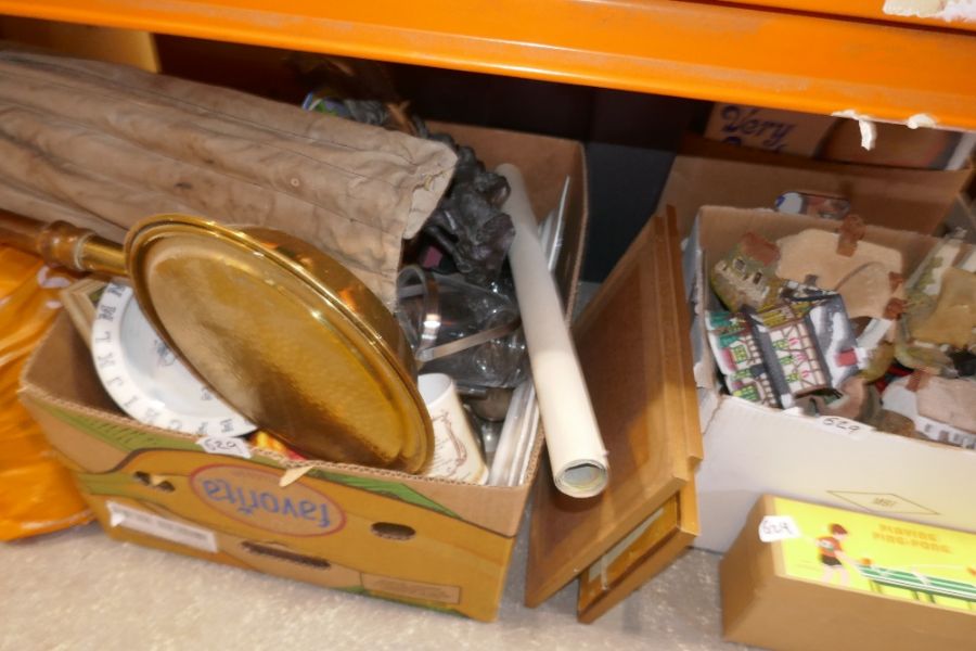 Four boxes of various mixed collectables including tin plate toys, David Winter cottages and mixed b - Image 4 of 5
