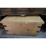 An old stripped pine blanket box, 95 cms