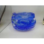 D. Cooke; a coloured glass bowl decorated blue swirls, possibly Dunne - Cooke H. J.