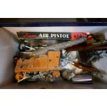 A Diana Air Pistol, military figures and sundry