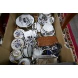 A box of sundry including an oriental tea set