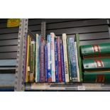 A selection of hardback books and magazines, mostly on the subject of railways and buses, etc