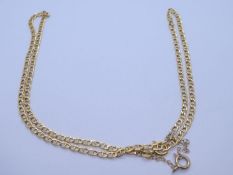 18ct yellow gold fancy link necklace with safety chain, marked 750, approx 6.7g