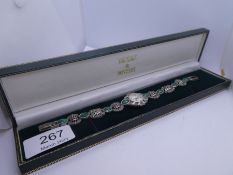 Brooks and Bentley Victorian style silver and malachite wristwatch in original box with certificate