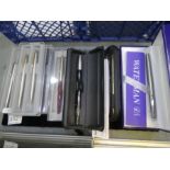 A Waterman stainless steel roller ball pen and quantity of Parker pens and others