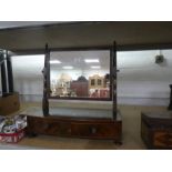 An antique mahogany dressing mirror having 2 drawers