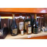 A selection of alcohol including Whisky Irish and Scottish, Champagne, Cava