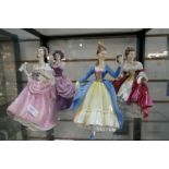 Four Royal Doulton figures to include Southern Belle Lady Pamela, Ballard Seller and Leading Lady