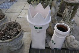 2 Painted terracotta chimney pots