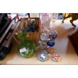 A selection of glassware including paperweights, etc