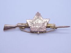 First World War 'Canadian Military Forces Sweetheart brooch' in of the form of a miniature cap badge
