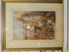 Three various watercolours to include a Woodland scene by B.W. Leader and an Arabian scene, the larg