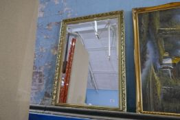 Two modern mirrors and a modern oil painting of a water mill