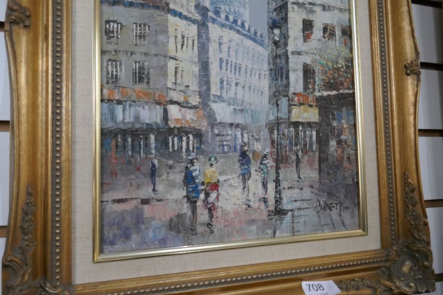 Pair of oil on canvas pictures depicting street scenes in Europe - Bild 2 aus 5