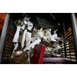 A quantity of silver plated cutlery other silver plate, Doulton tea ware and sundry