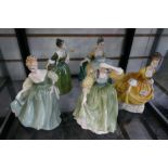 Five Royal Doulton lady figures