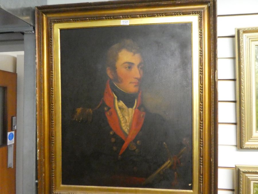 An antique oil portrait of Major General Alex Munro as Lieutenant, R.A. unsigned, size 61.5 x 75 cms