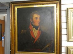 An antique oil portrait of Major General Alex Munro as Lieutenant, R.A. unsigned, size 61.5 x 75 cms