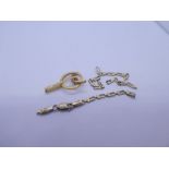 A 14ct yellow gold bracelet, AF broken, marked 585, approx 2.6g and an 18ct yellow gold pendant AF m