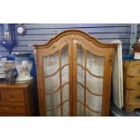 A modern pine display cabinet having partially glazed door (No Key)