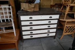Large wooden engineers chest solid wood construction with 5 drawers